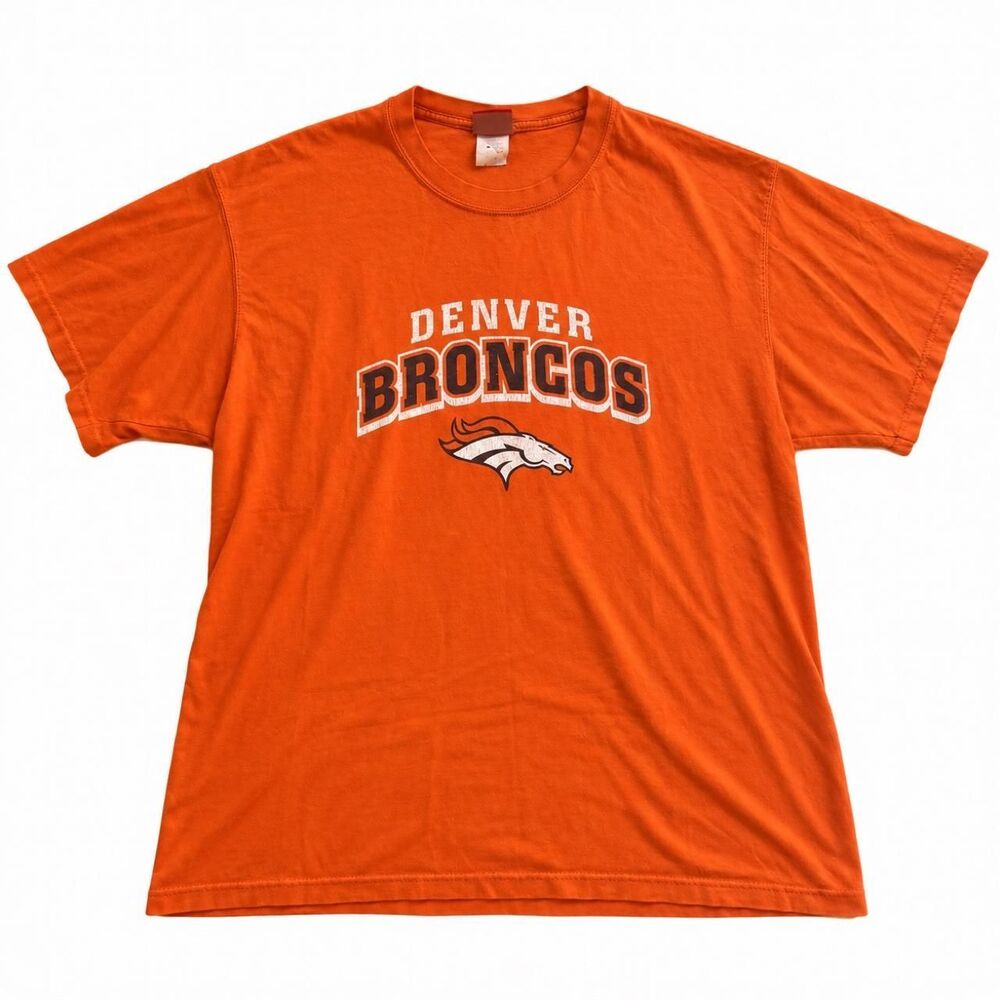 Denver Broncos NFL Orange Graphic Tee Retro Y2K Football Streetwear